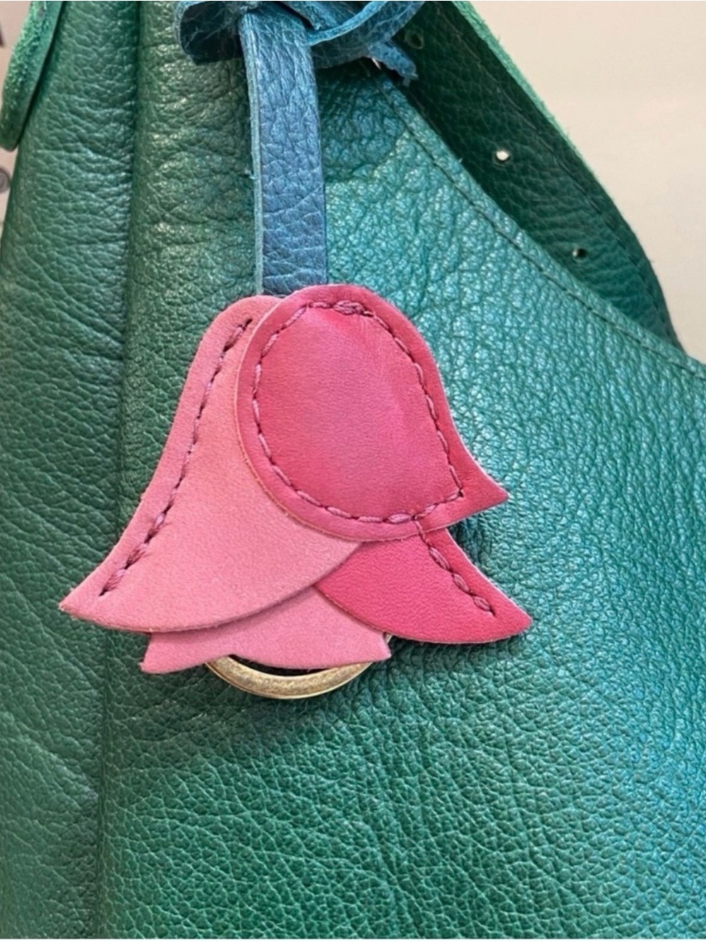 Portland Leather Rose Tassel in Rose Berry and Foxglove Bag Charm - NEW